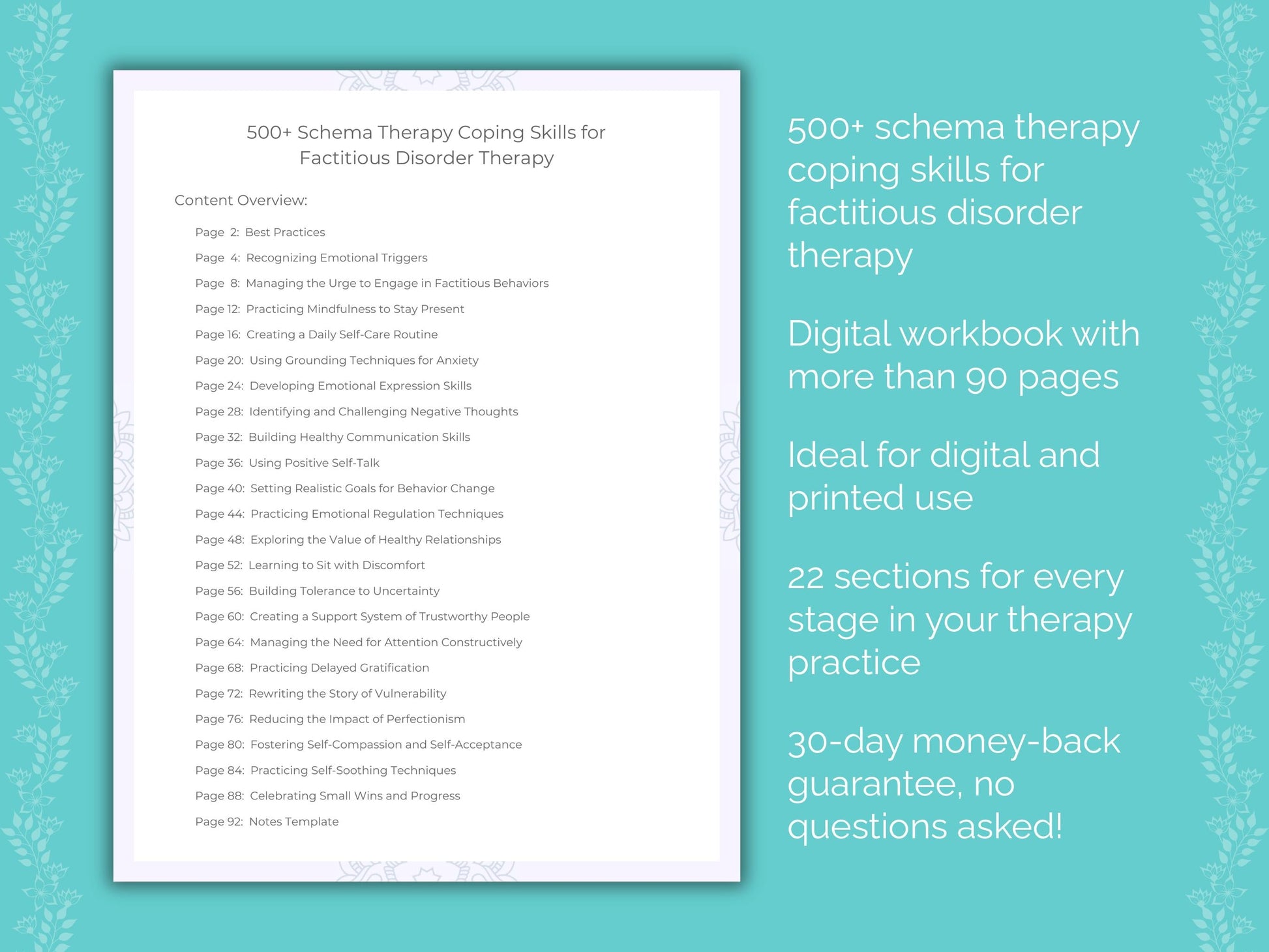 Factitious Disorder Schema Therapy Therapist Worksheets