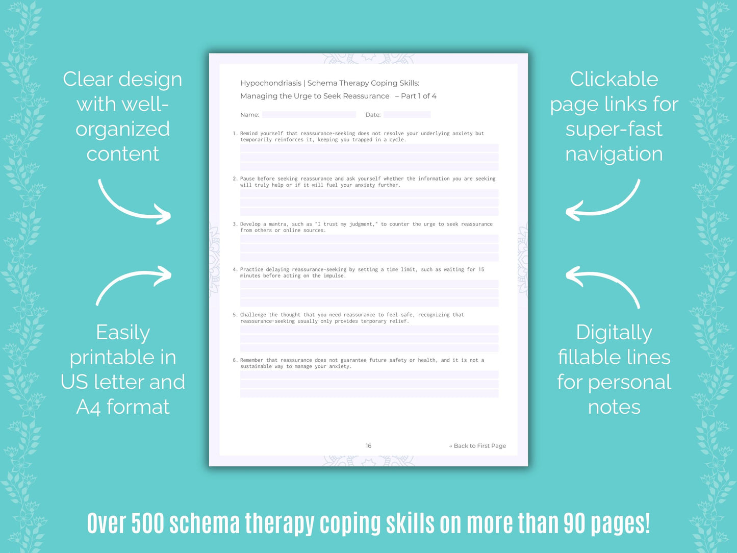 Hypochondriasis Schema Therapy Counseling Templates