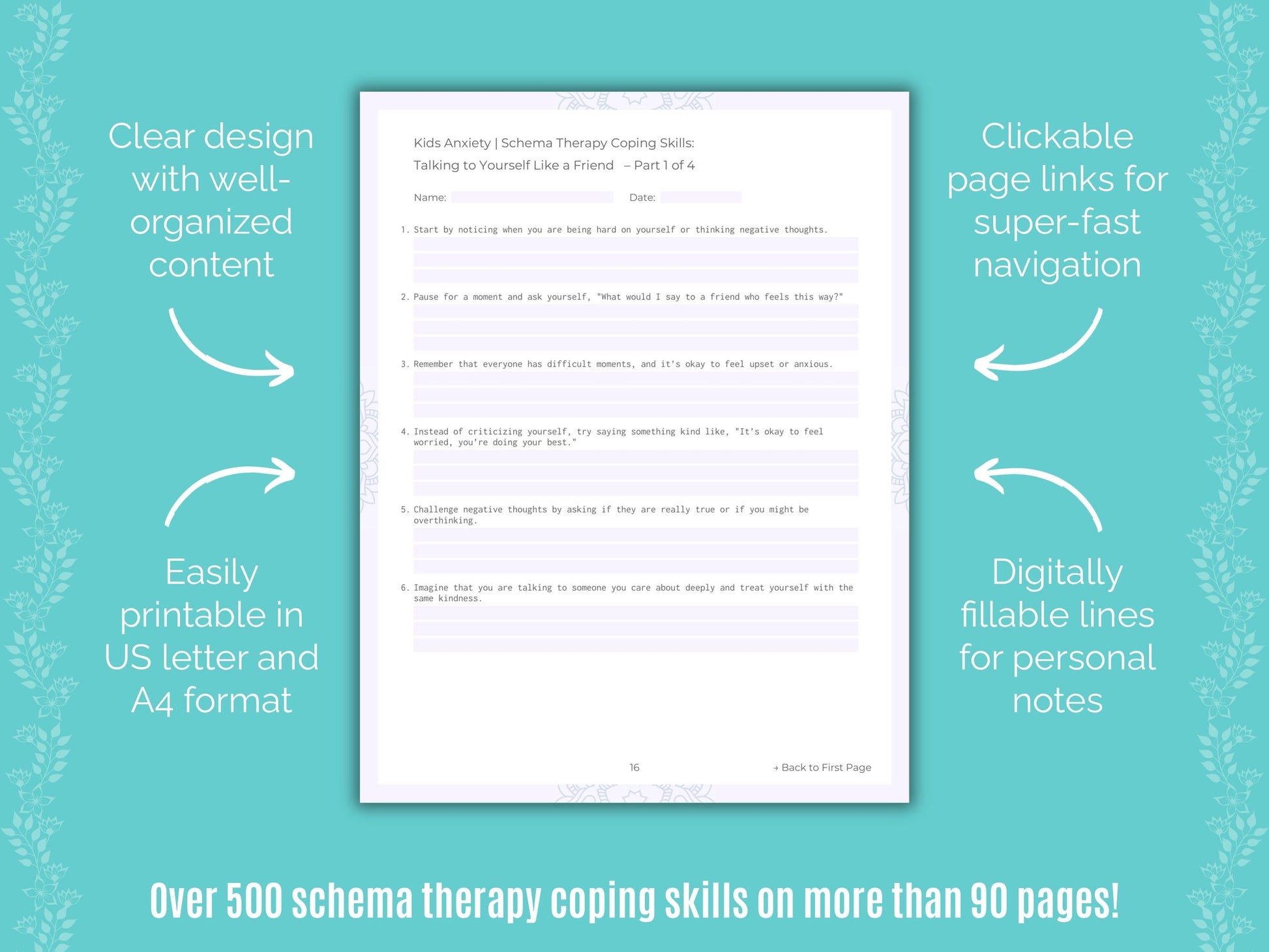 Kids Anxiety Schema Therapy Counseling Templates