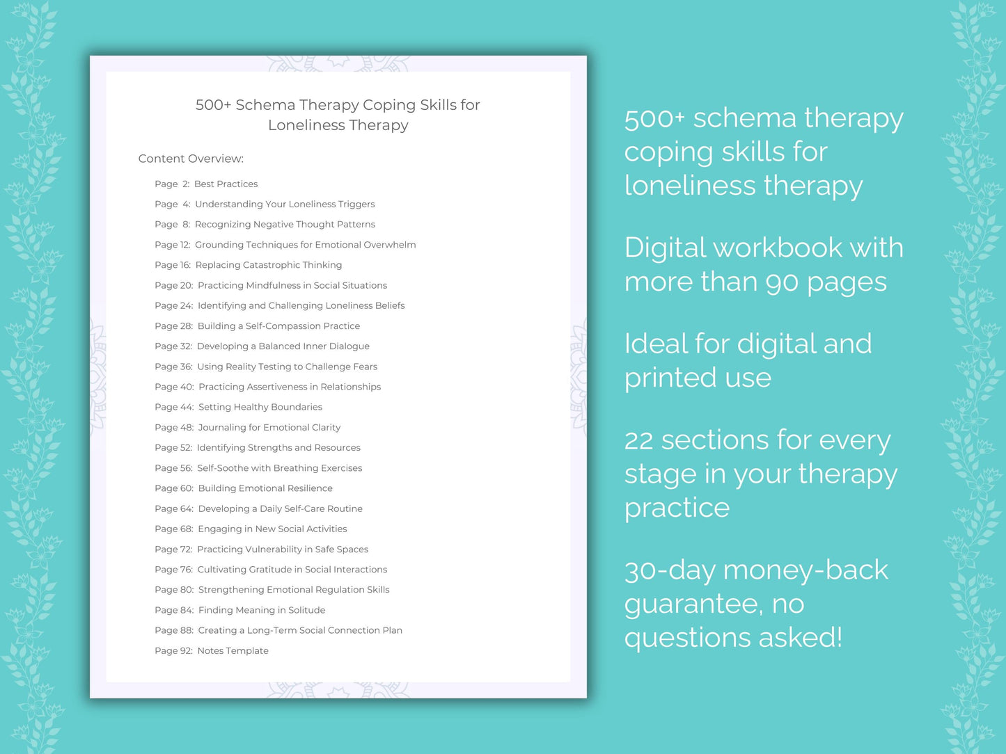 Loneliness Schema Therapy Therapist Worksheets