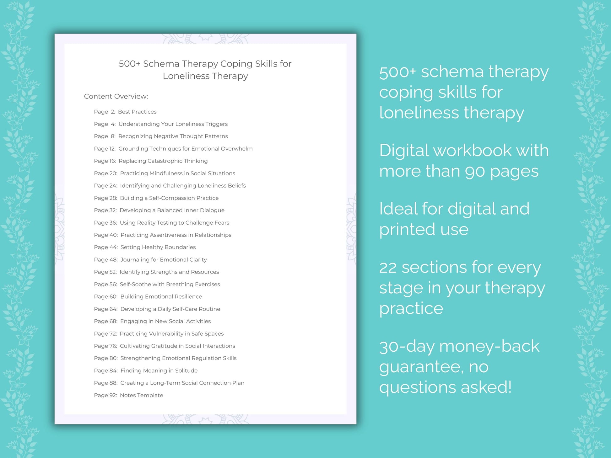 Loneliness Schema Therapy Therapist Worksheets