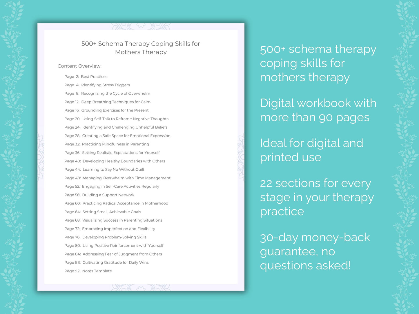 Mothers Schema Therapy Therapist Worksheets