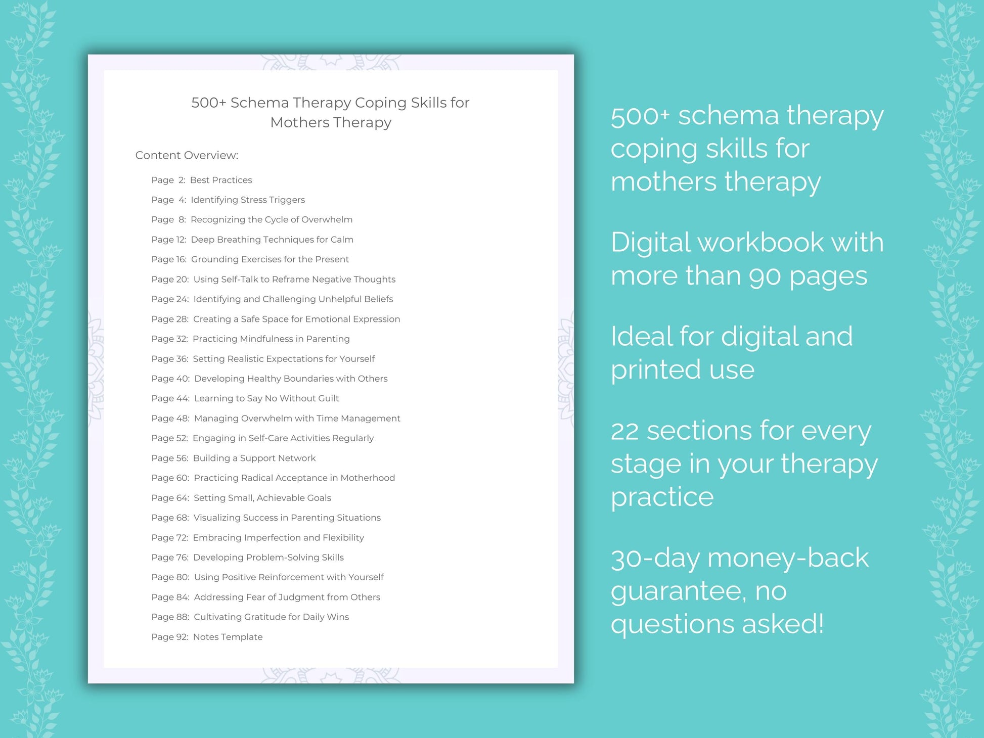 Mothers Schema Therapy Therapist Worksheets
