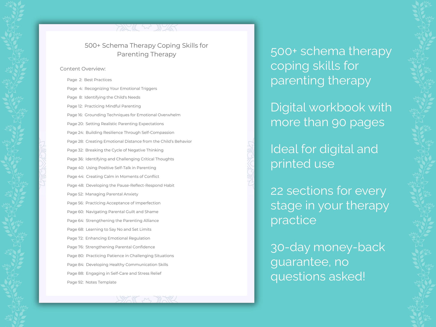 Parenting Schema Therapy Therapist Worksheets