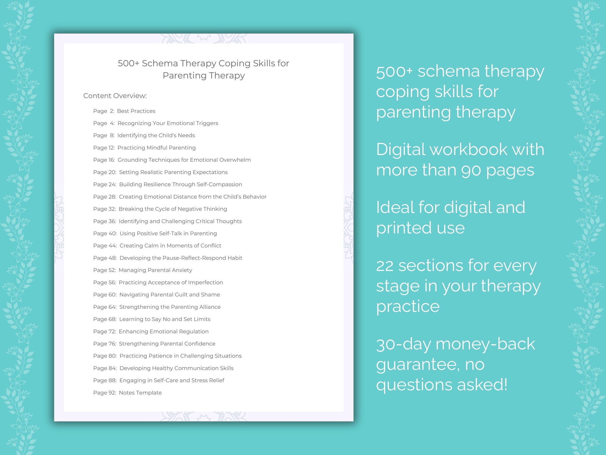 Parenting Schema Therapy Therapist Worksheets