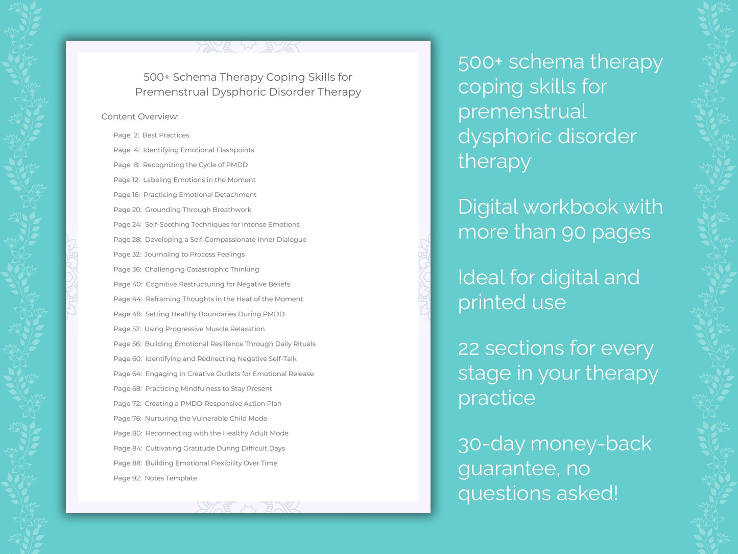 Premenstrual Dysphoric Disorder Schema Therapy Therapist Worksheets