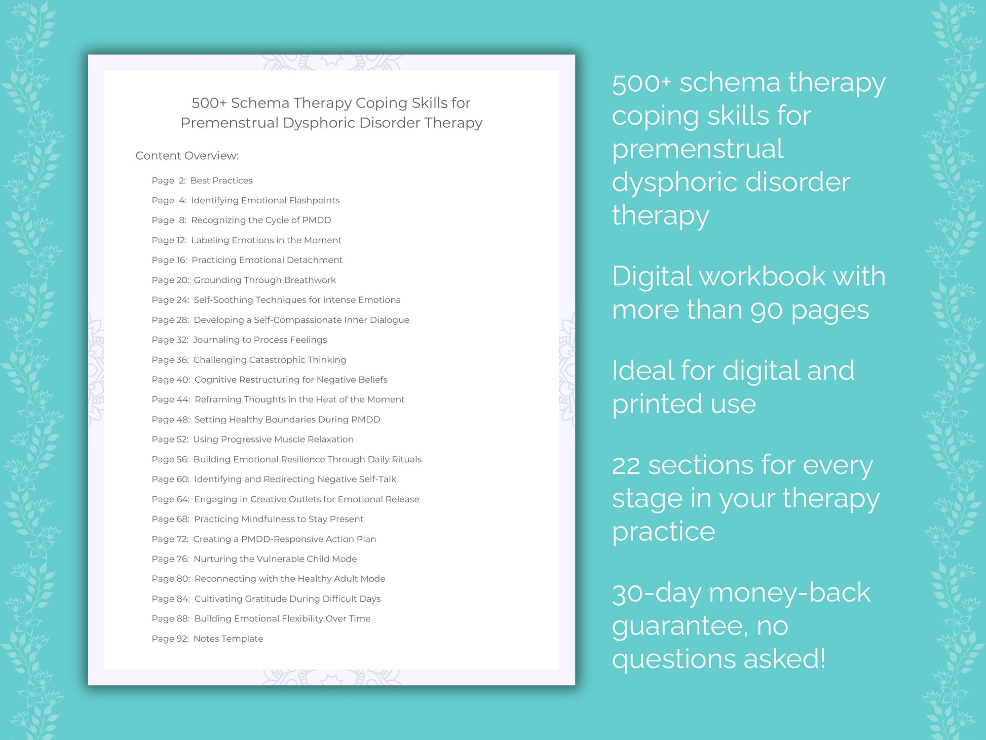 Premenstrual Dysphoric Disorder Schema Therapy Therapist Worksheets