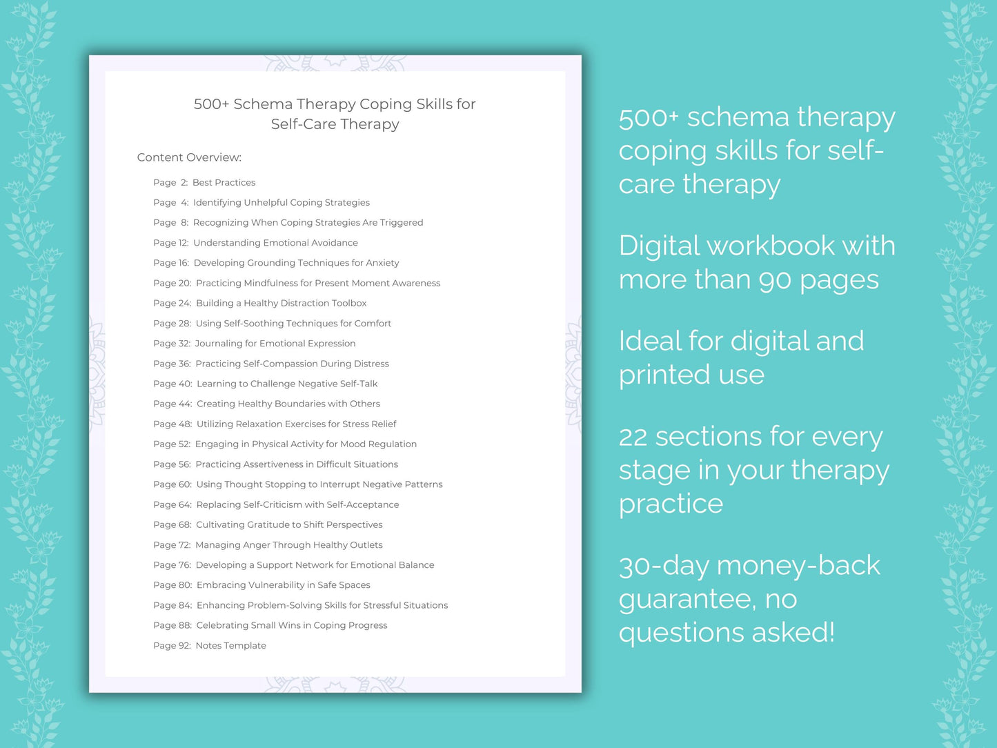 Self-Care Schema Therapy Therapist Worksheets