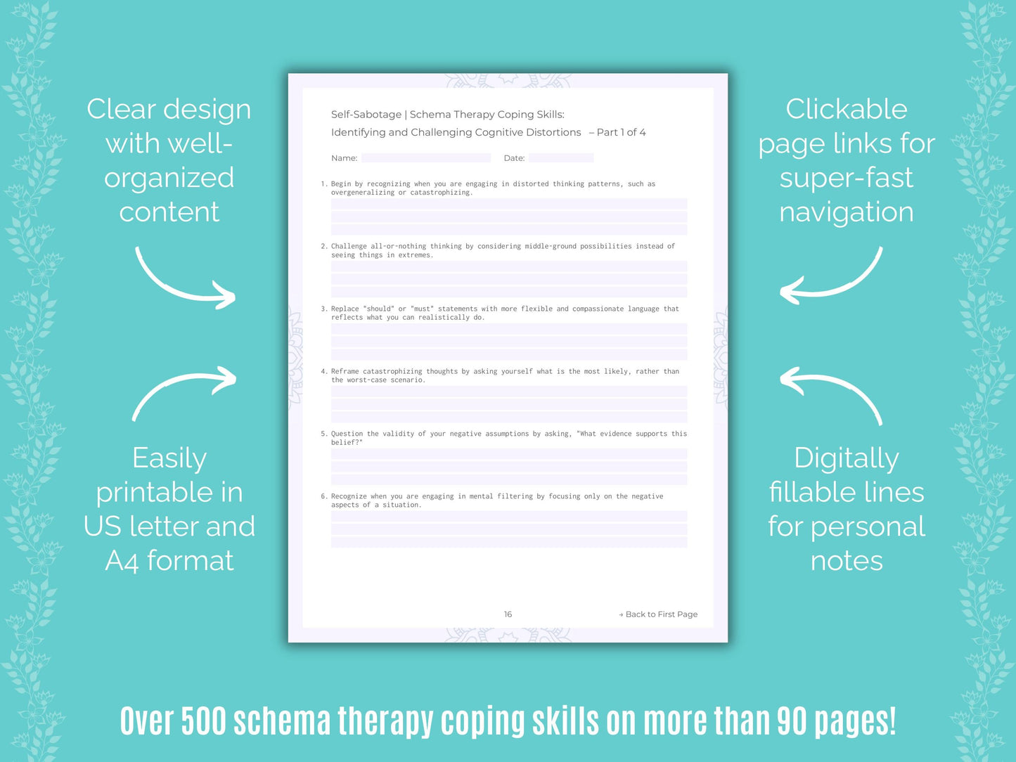 Self-Sabotage Schema Therapy Counseling Templates