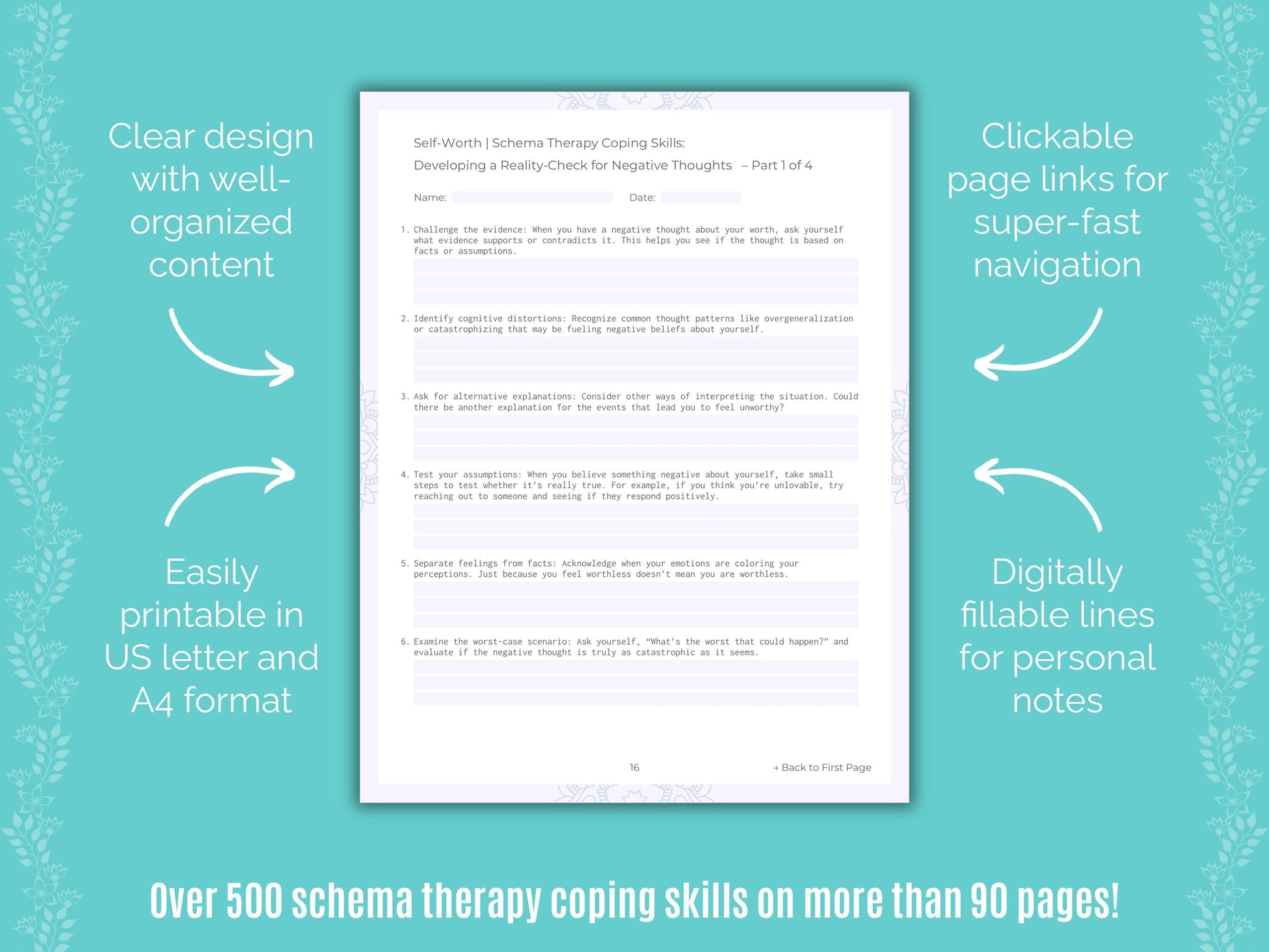 Self-Worth Schema Therapy Counseling Templates