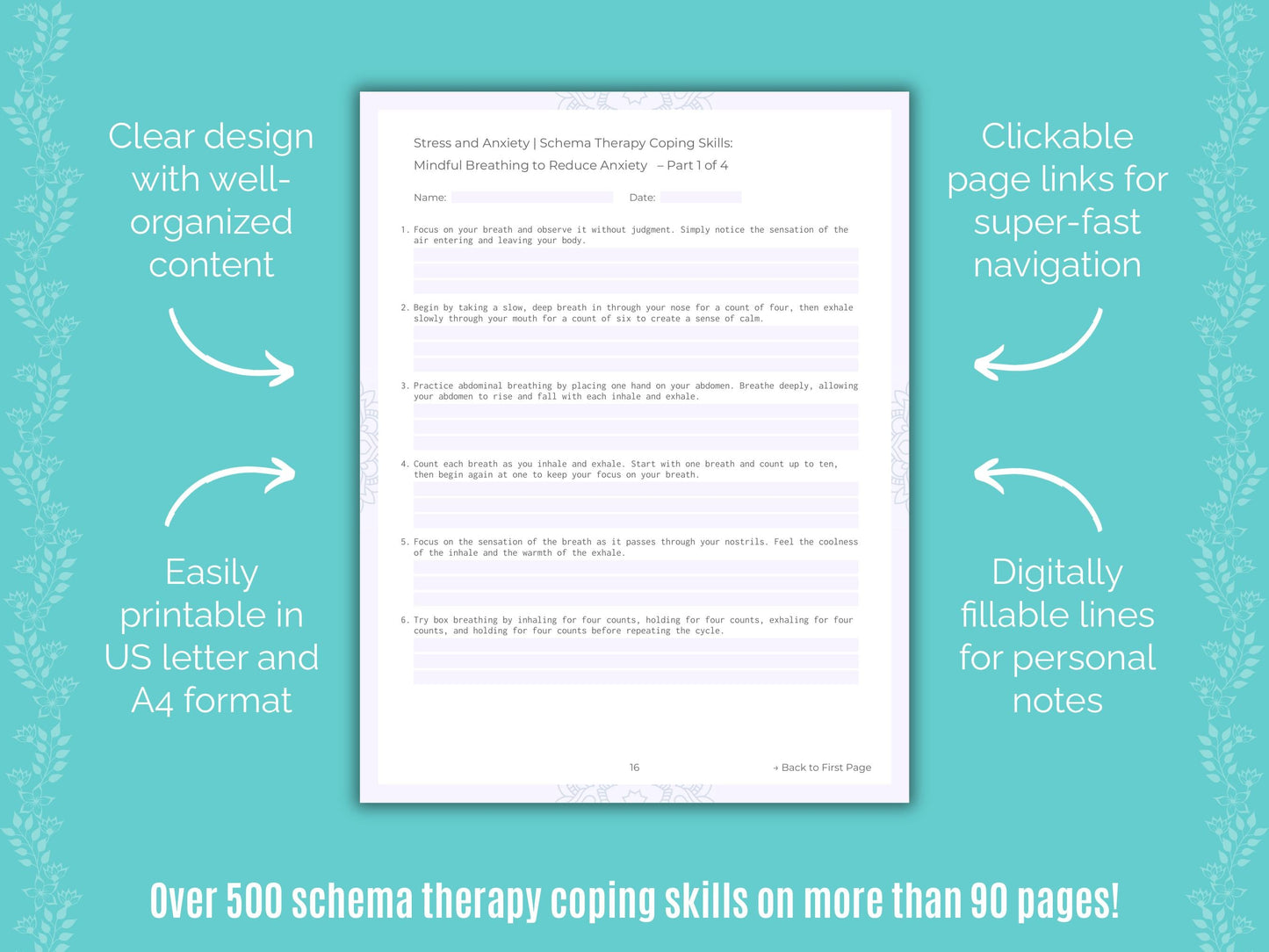 Stress and Anxiety Schema Therapy Counseling Templates