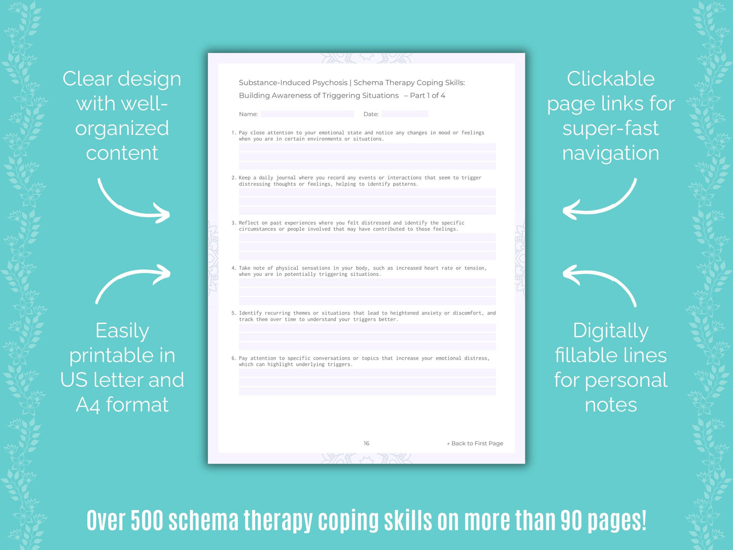 Substance-Induced Psychosis Schema Therapy Counseling Templates