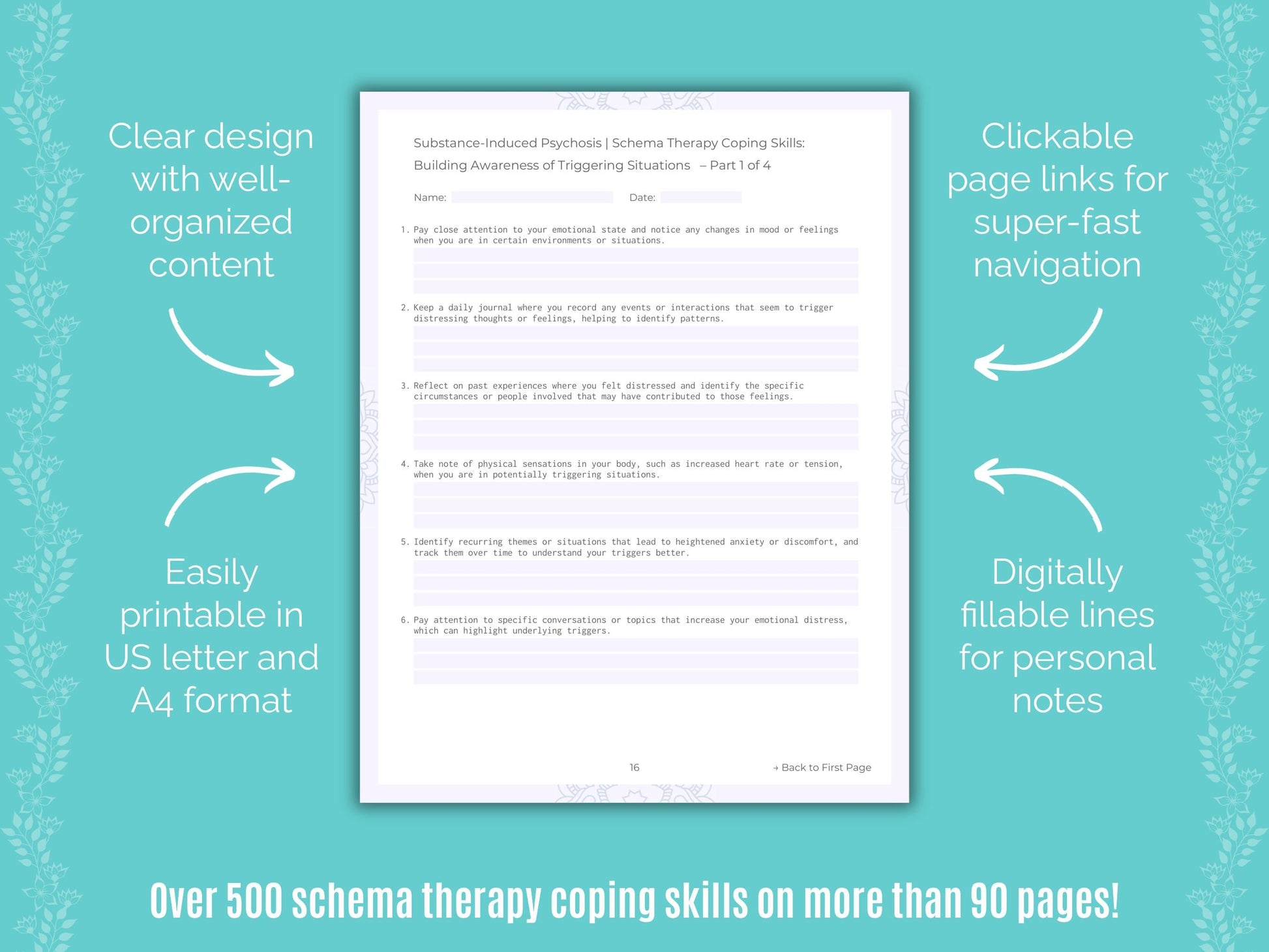 Substance-Induced Psychosis Schema Therapy Counseling Templates