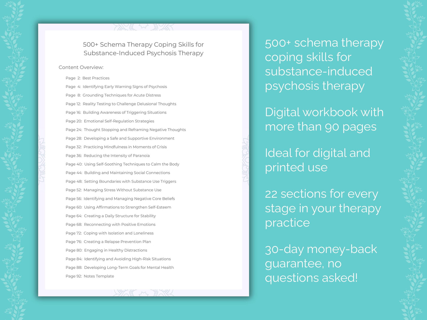 Substance-Induced Psychosis Schema Therapy Therapist Worksheets