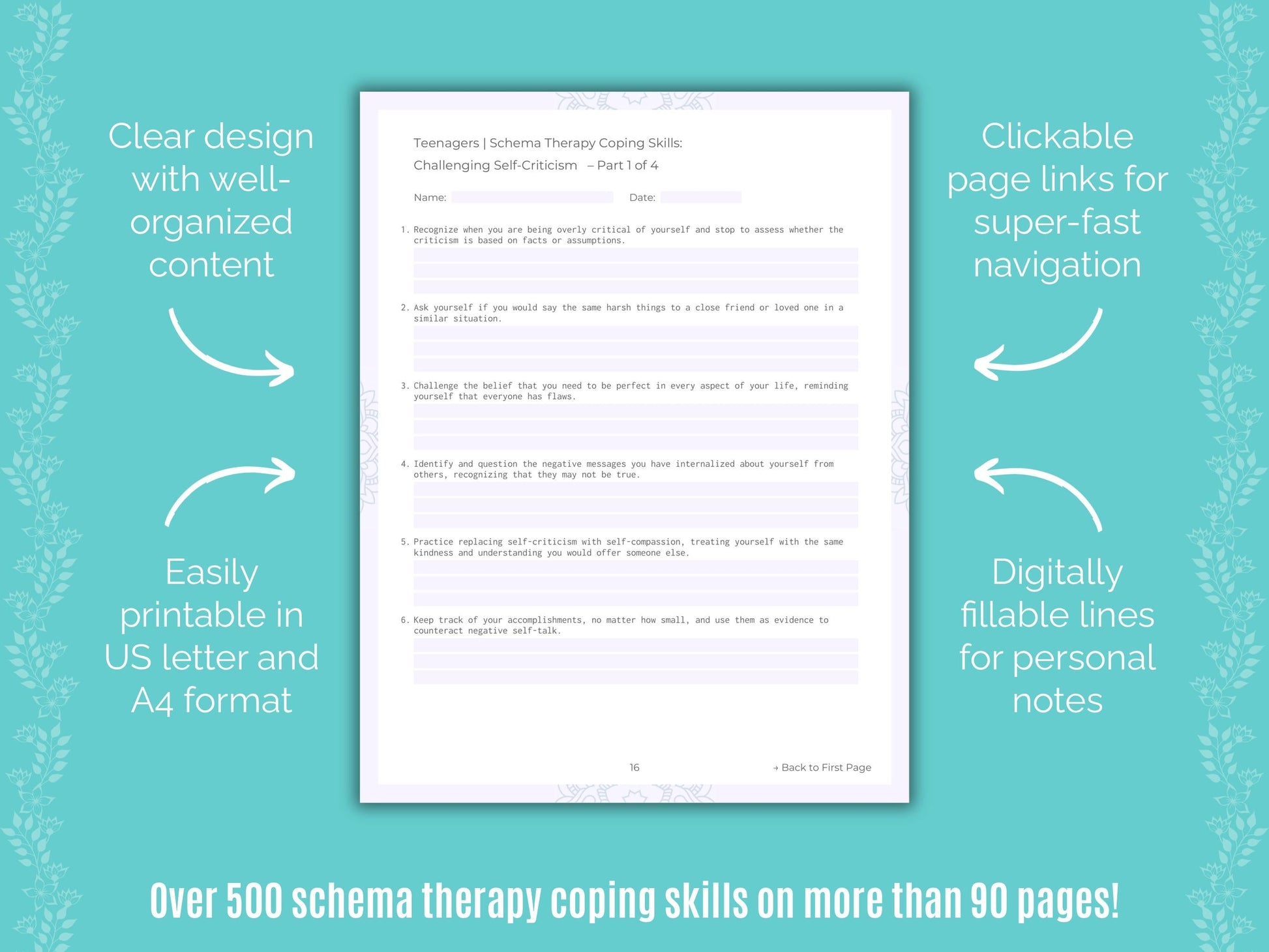 Teenagers Schema Therapy Counseling Templates