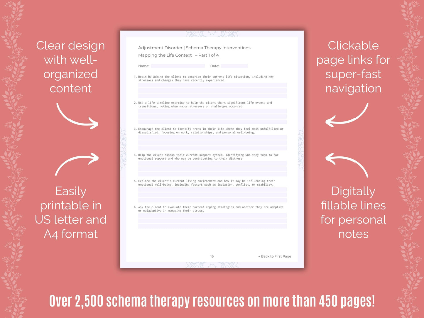 Adjustment Disorder Schema Therapy Counseling Templates