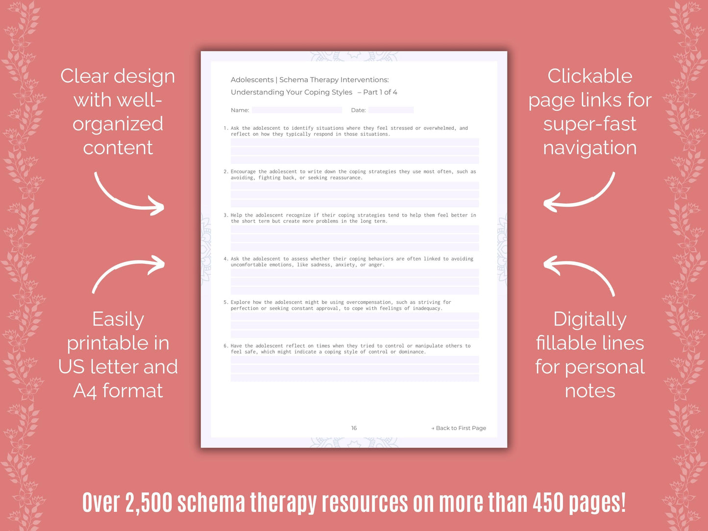 Adolescents Schema Therapy Counseling Templates