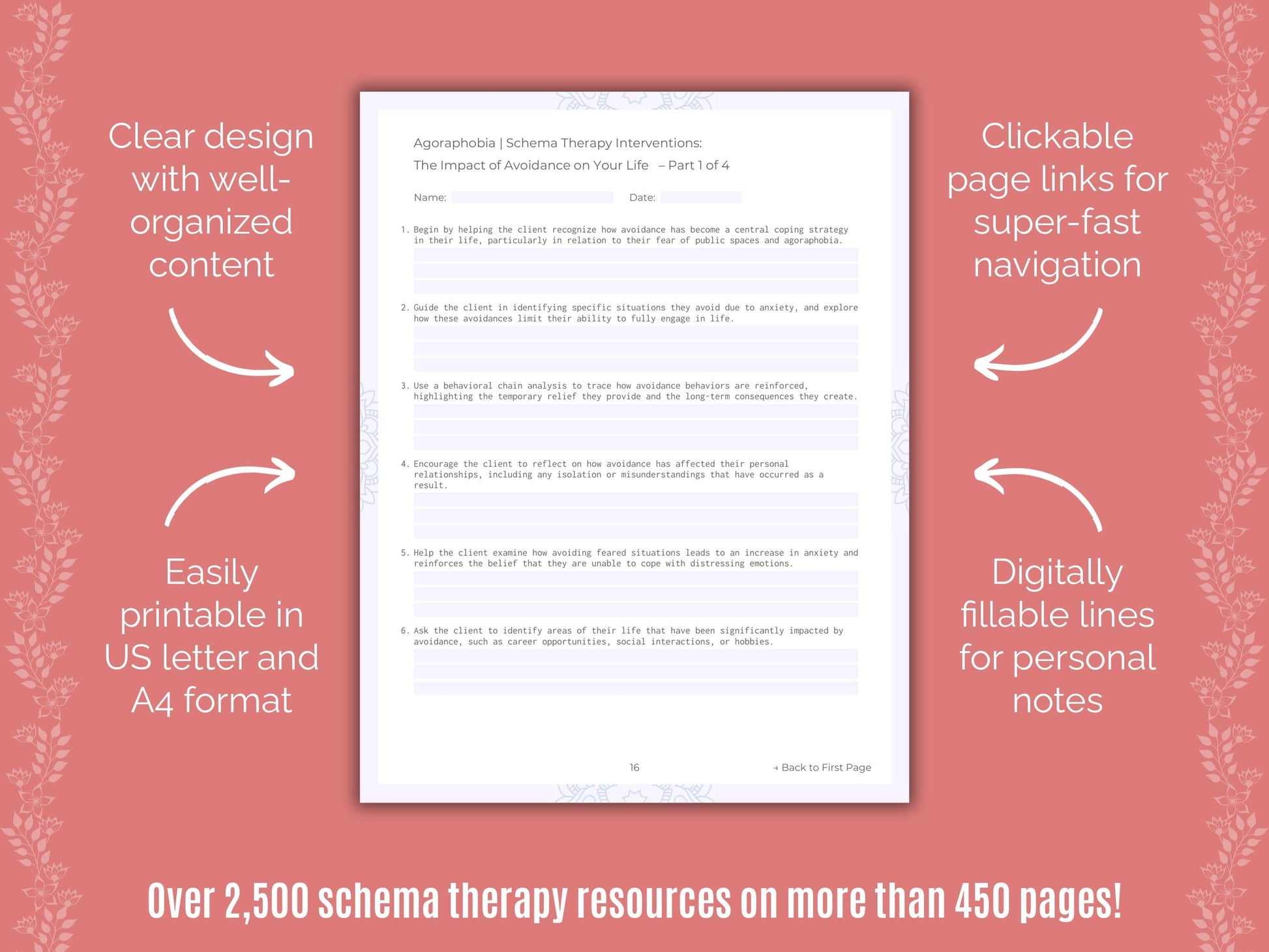 Agoraphobia Schema Therapy Counseling Templates