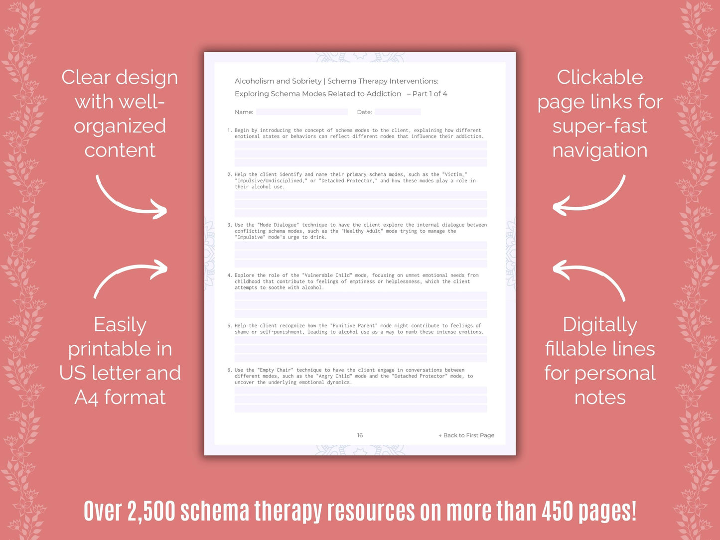 Alcoholism and Sobriety Schema Therapy Counseling Templates