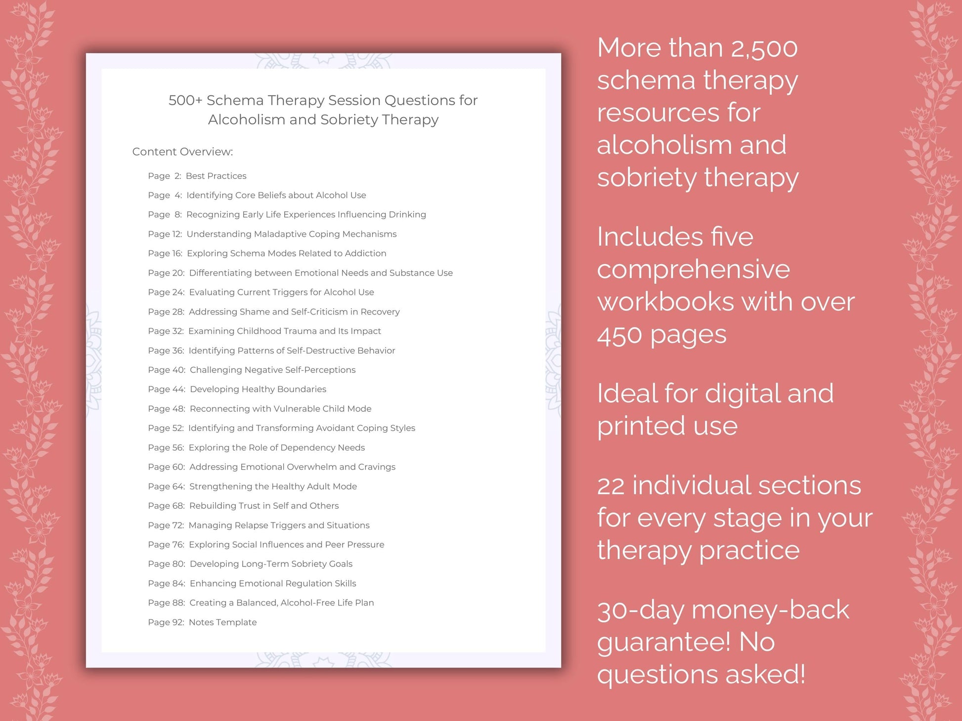Alcoholism and Sobriety Schema Therapy Therapist Worksheets