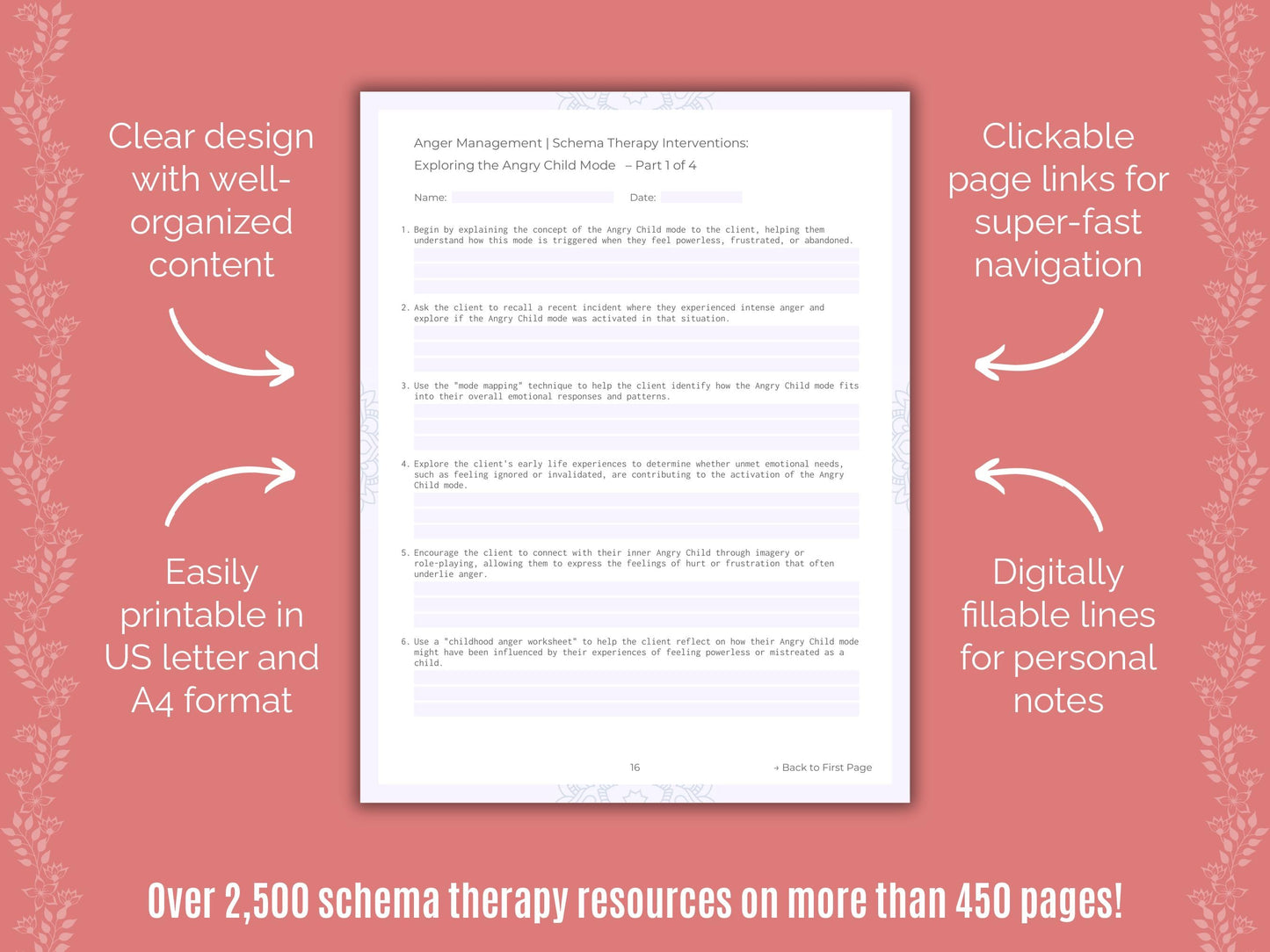 Anger Management Schema Therapy Counseling Templates