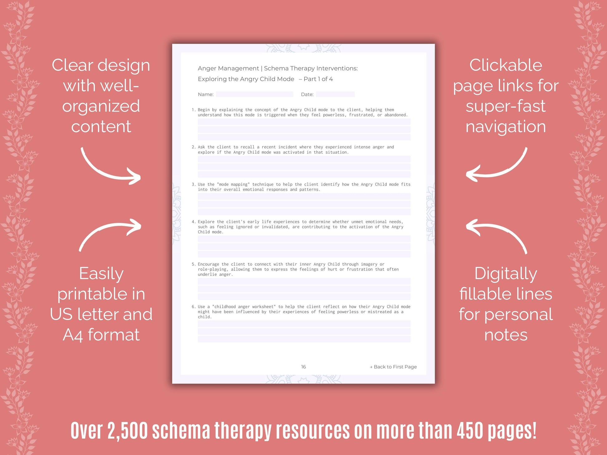 Anger Management Schema Therapy Counseling Templates