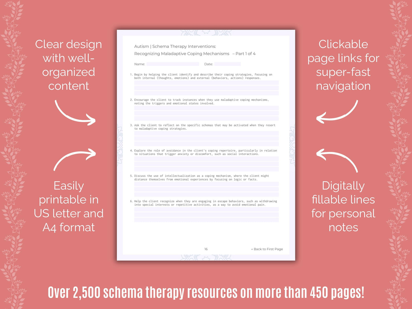 Autism Spectrum Disorder Schema Therapy Counseling Templates