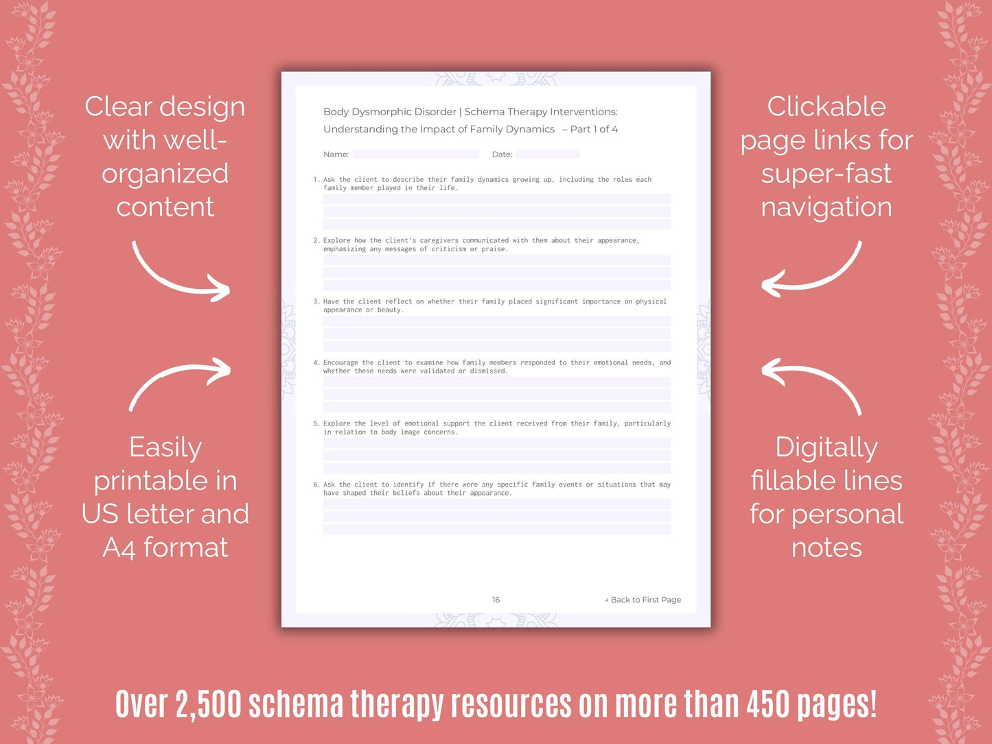 Body Dysmorphic Disorder (BDD) Schema Therapy Counseling Templates