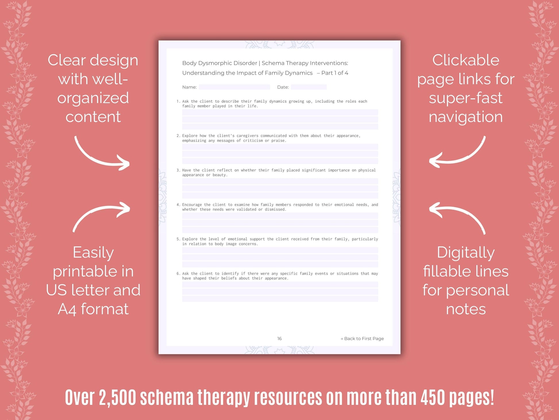 Body Dysmorphic Disorder (BDD) Schema Therapy Counseling Templates