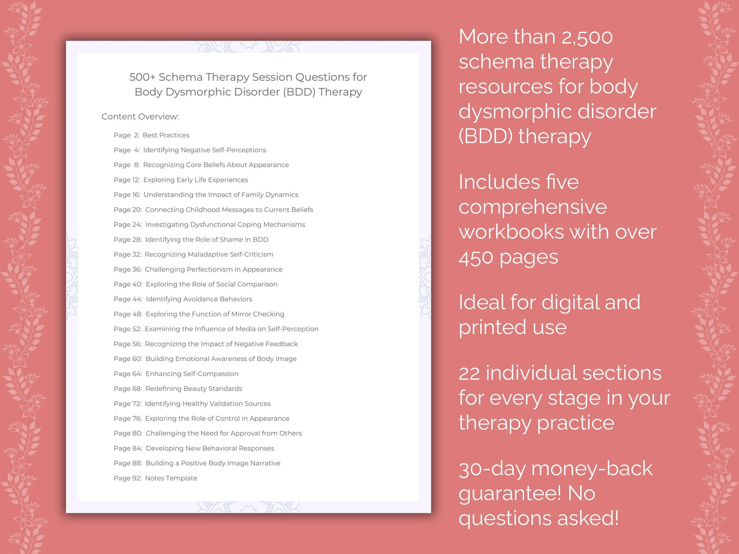 Body Dysmorphic Disorder (BDD) Schema Therapy Therapist Worksheets