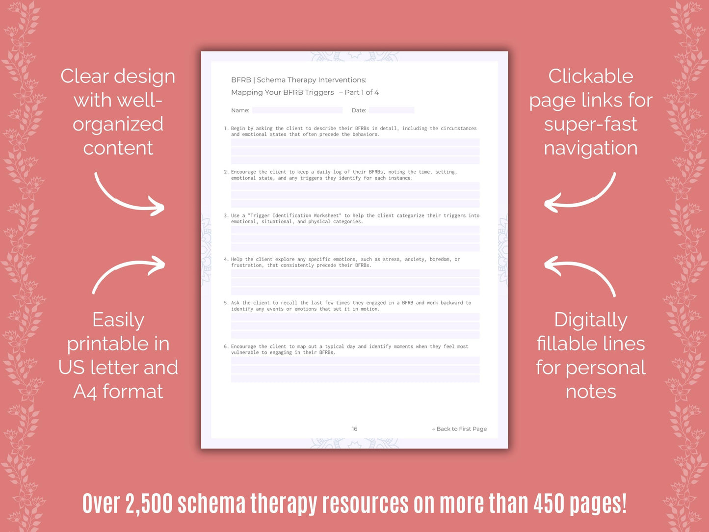 Body-Focused Repetitive Behavior (BFRB) Schema Therapy Counseling Templates