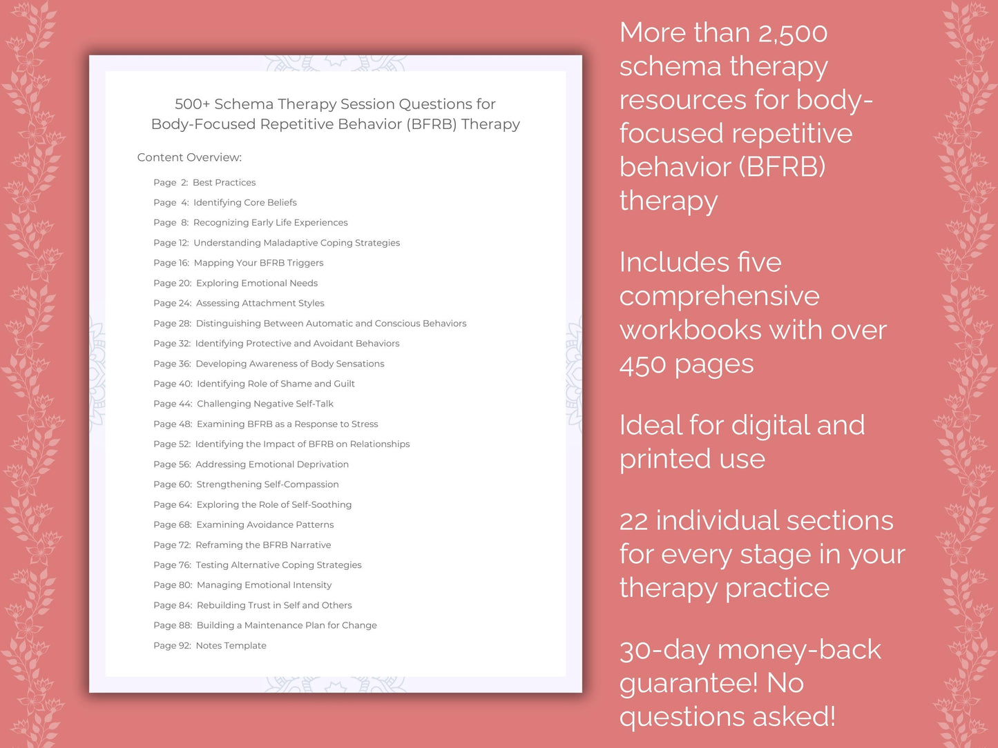 Body-Focused Repetitive Behavior (BFRB) Schema Therapy Therapist Worksheets