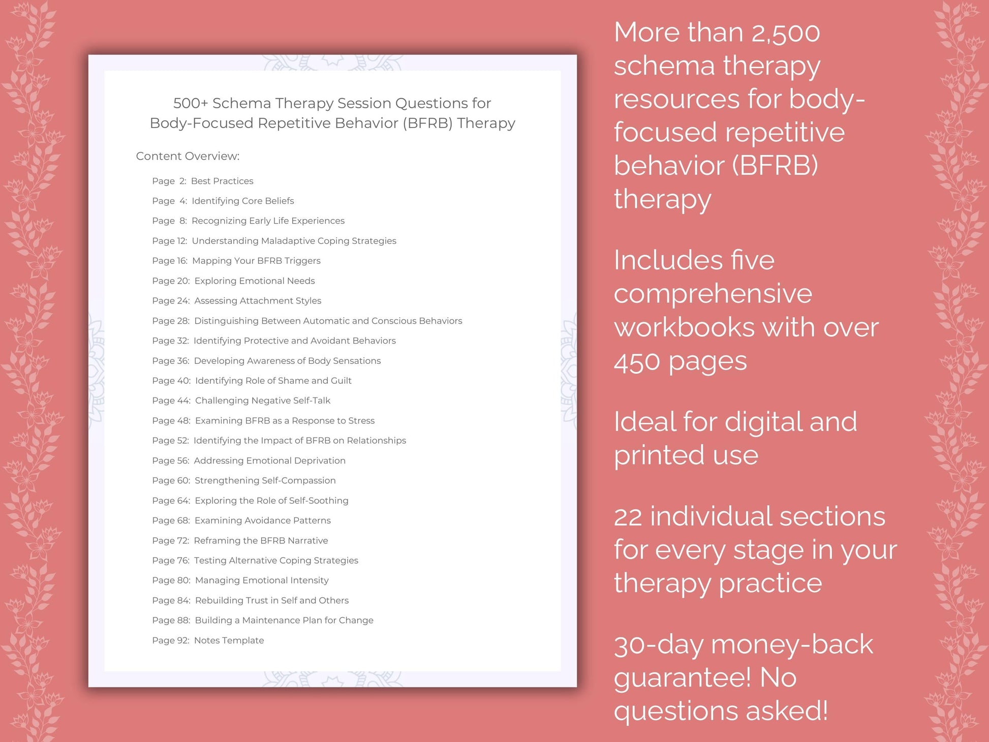 Body-Focused Repetitive Behavior (BFRB) Schema Therapy Therapist Worksheets