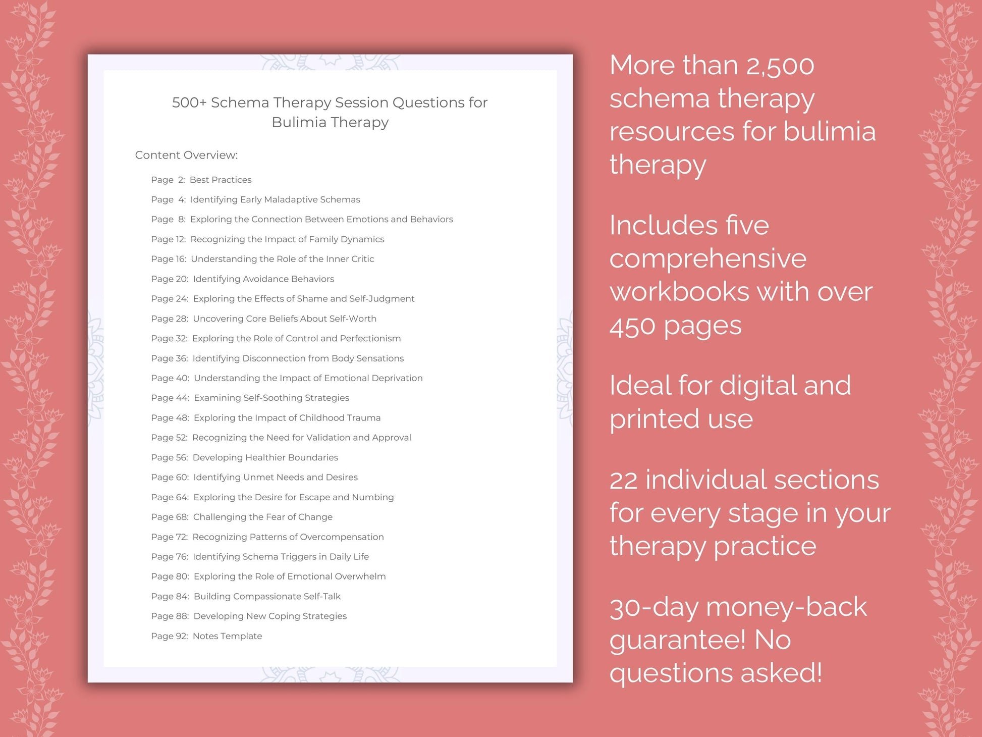 Bulimia Schema Therapy Therapist Worksheets