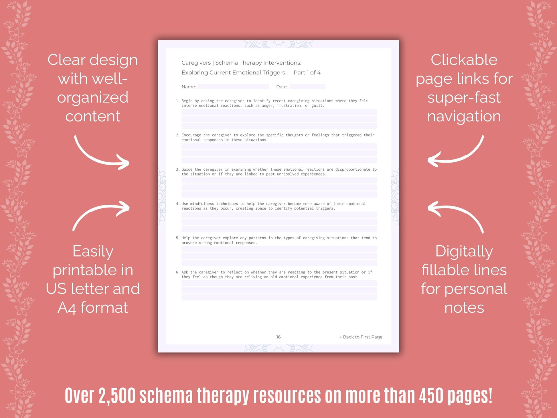 Caregivers Schema Therapy Counseling Templates