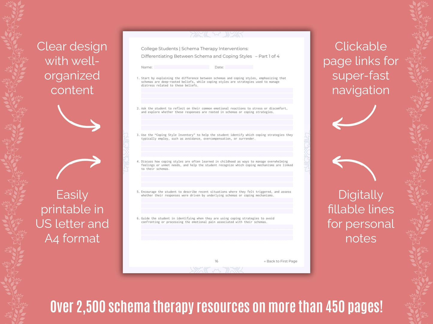 College Students Schema Therapy Counseling Templates