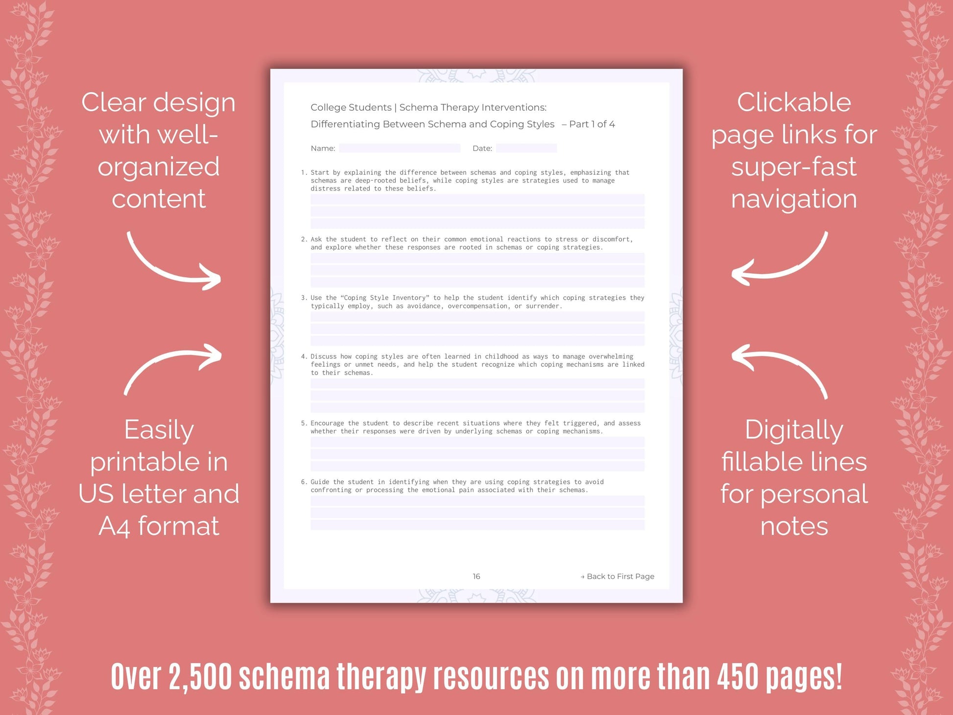 College Students Schema Therapy Counseling Templates