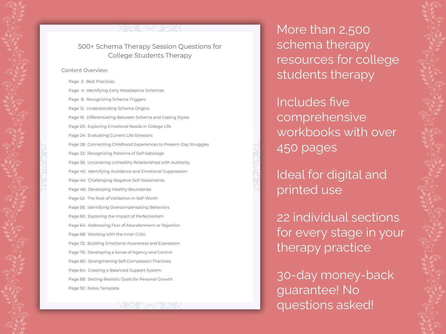 College Students Schema Therapy Therapist Worksheets