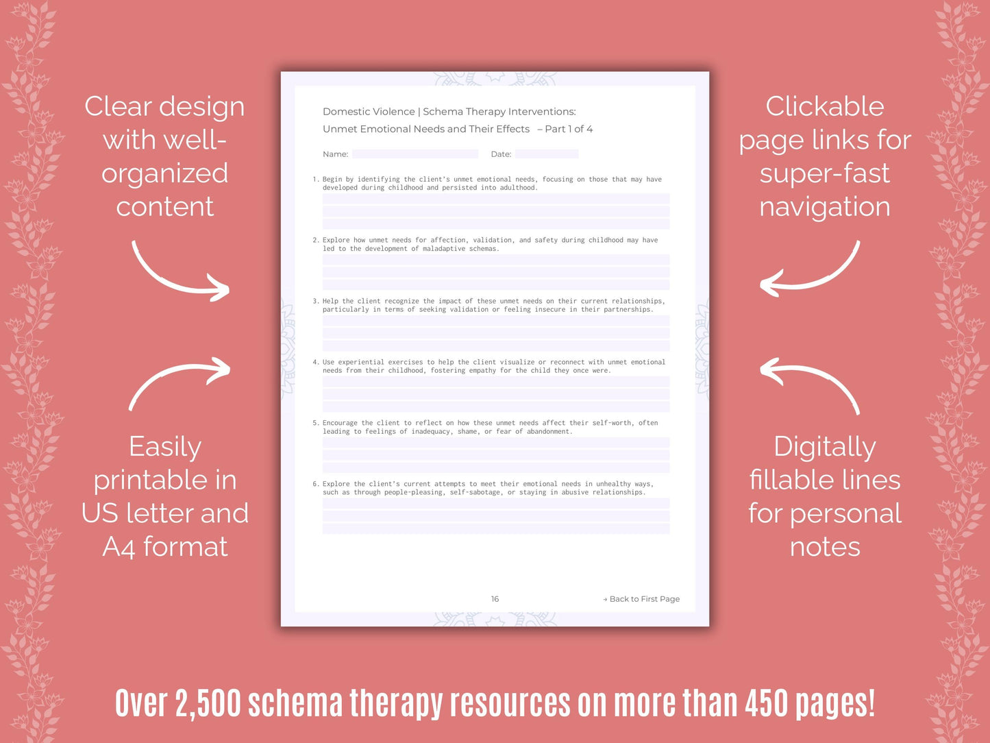 Domestic Violence Schema Therapy Counseling Templates