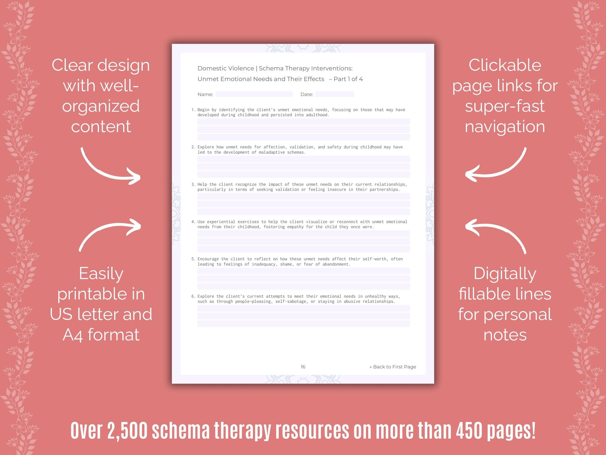 Domestic Violence Schema Therapy Counseling Templates