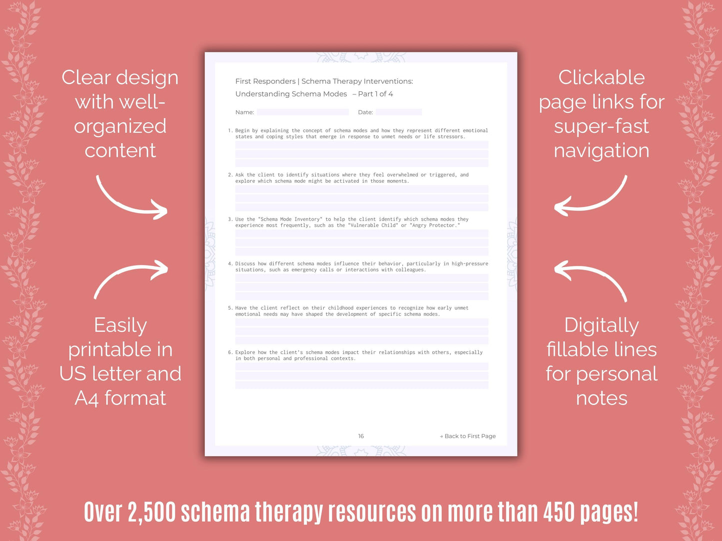 First Responders Schema Therapy Counseling Templates