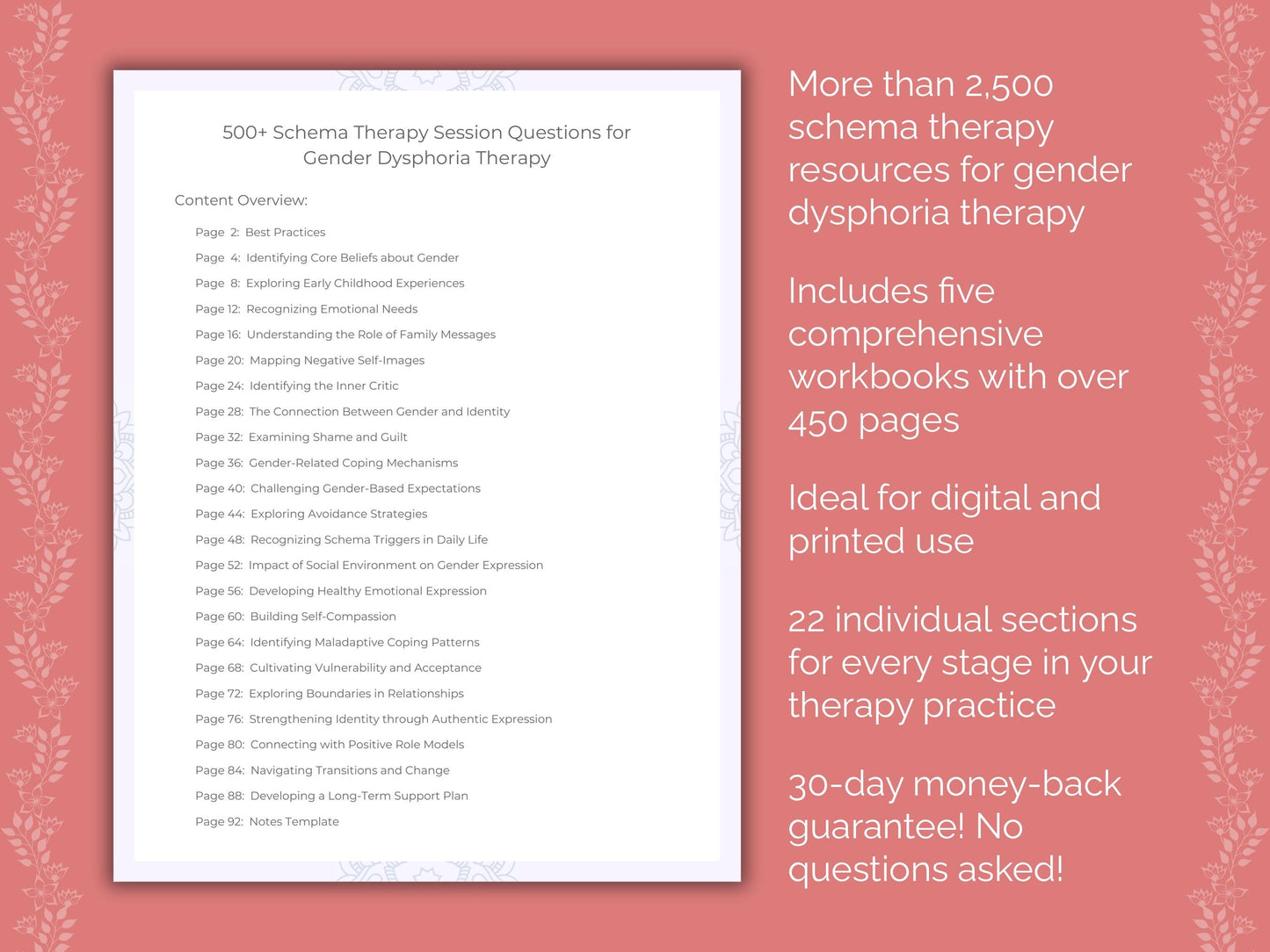 Gender Dysphoria Schema Therapy Therapist Worksheets