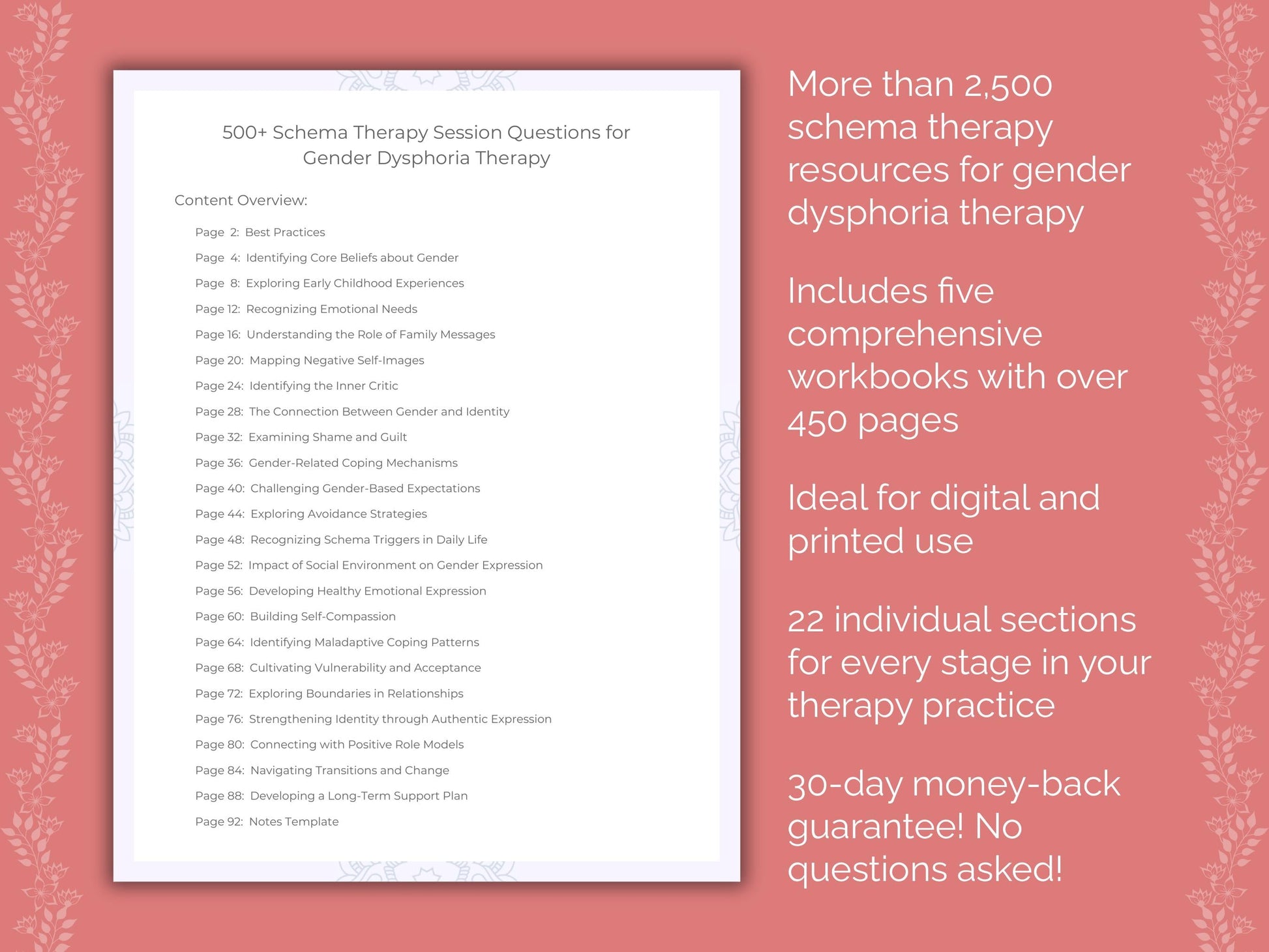 Gender Dysphoria Schema Therapy Therapist Worksheets