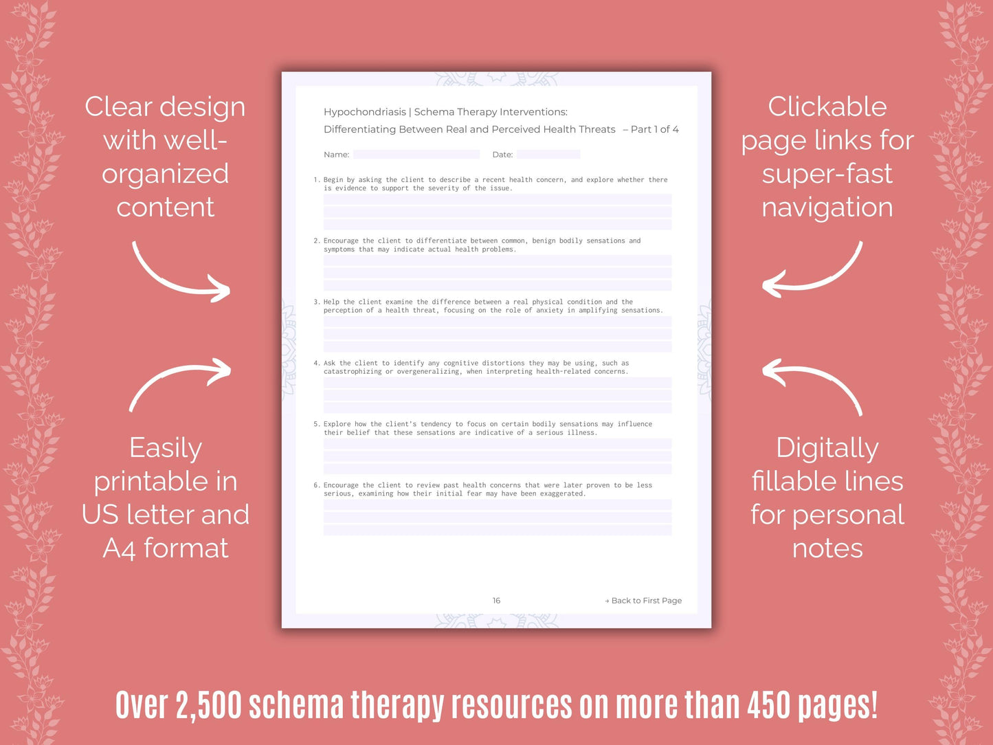 Hypochondriasis Schema Therapy Counseling Templates