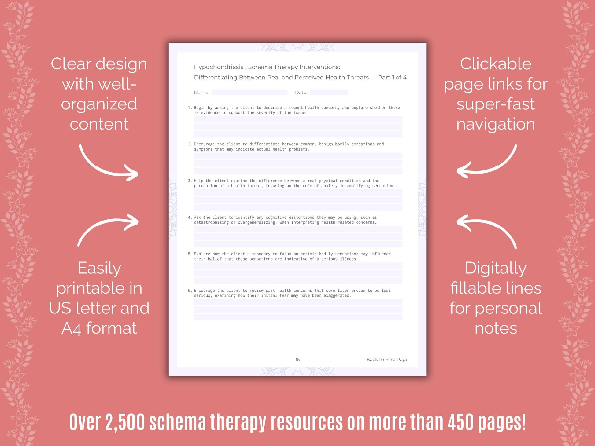 Hypochondriasis Schema Therapy Counseling Templates