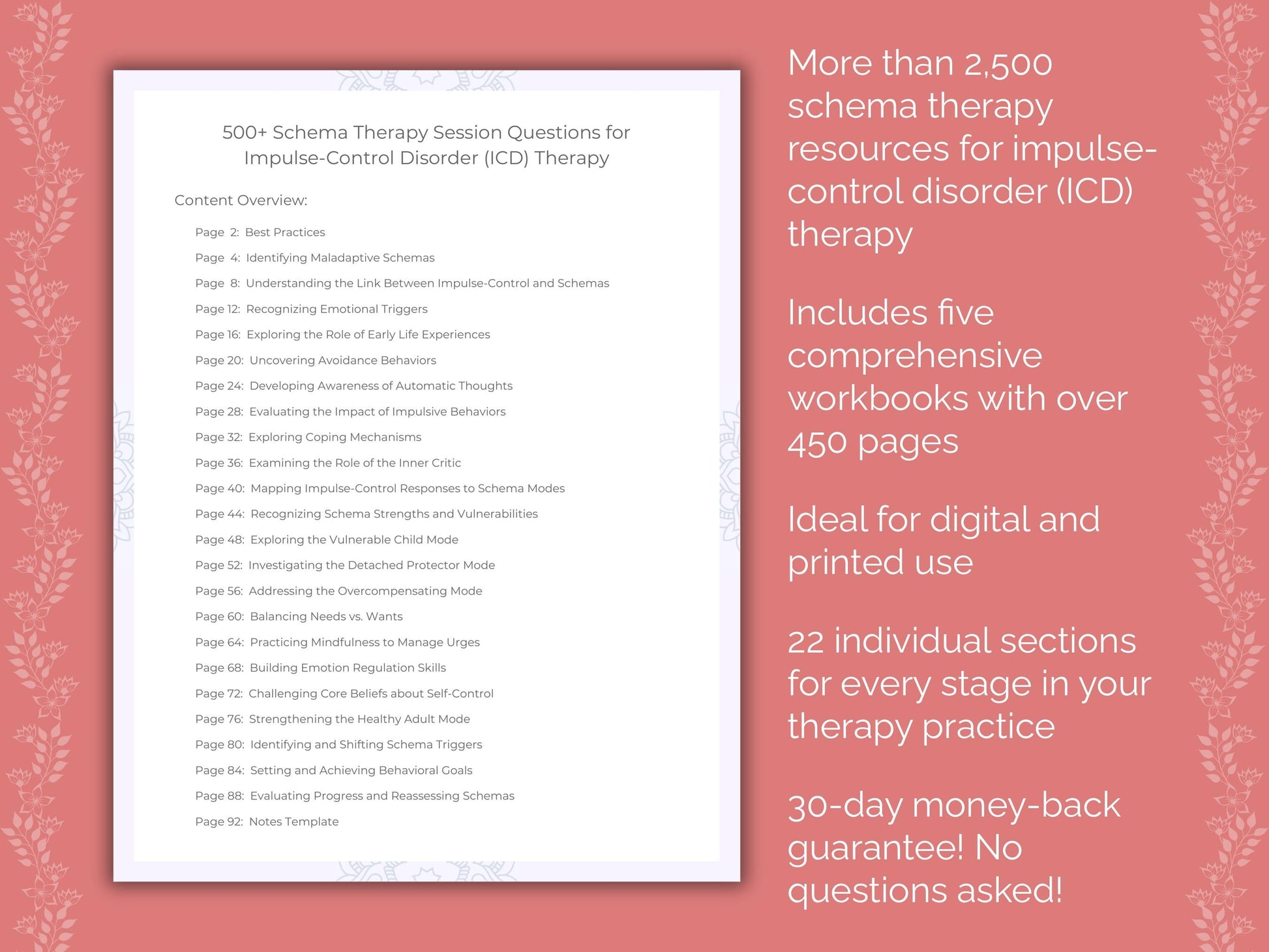 Impulse-Control Disorder (ICD) Schema Therapy Therapist Worksheets