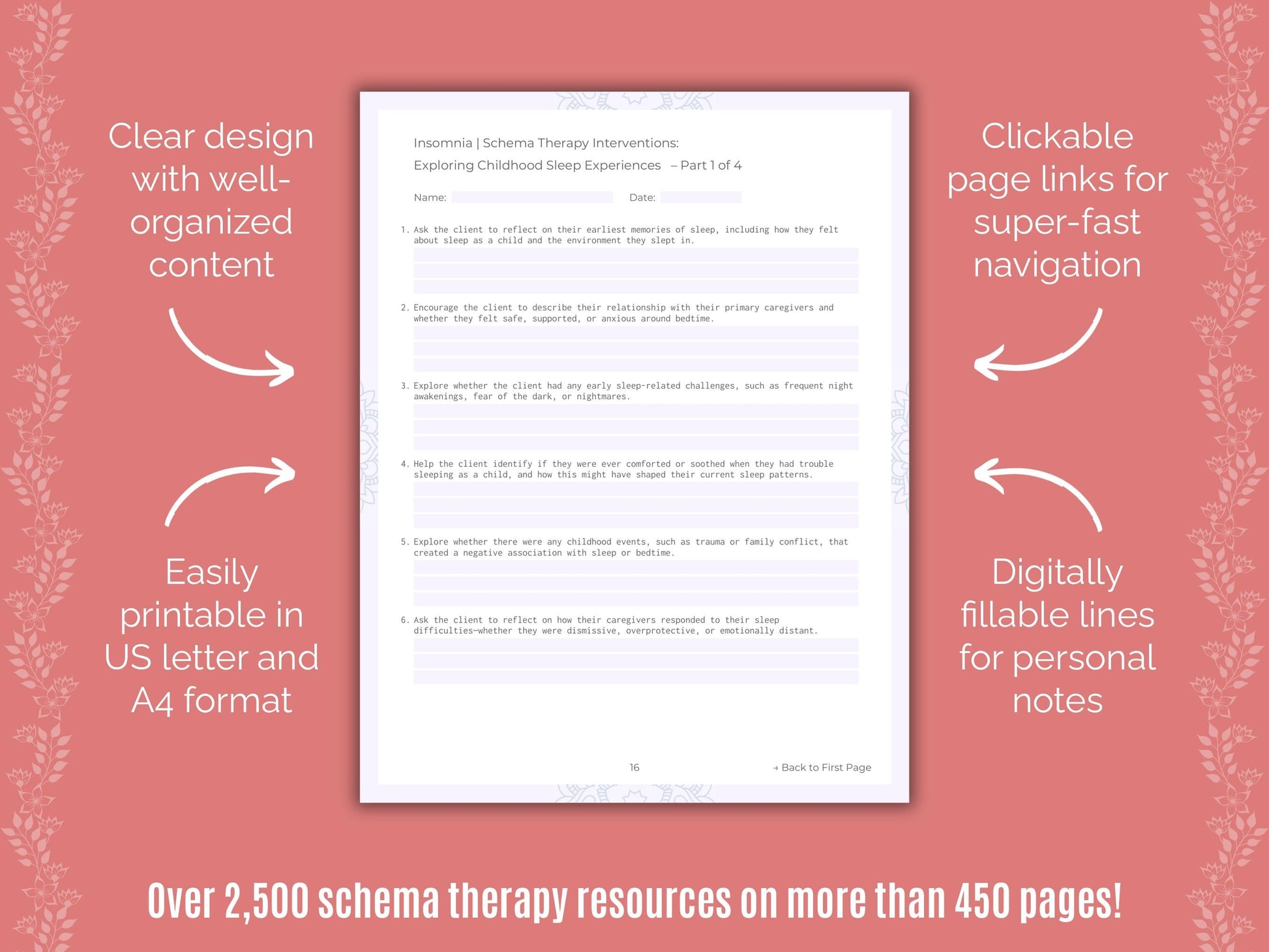 Insomnia Schema Therapy Counseling Templates