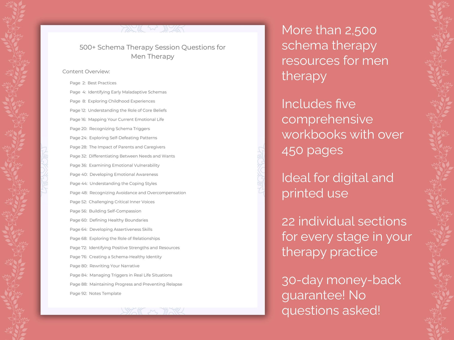 Men Schema Therapy Therapist Worksheets
