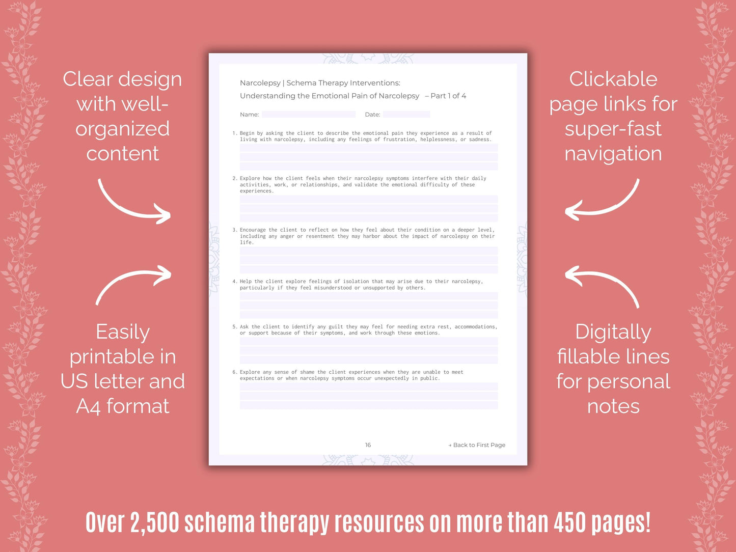 Narcolepsy Schema Therapy Counseling Templates