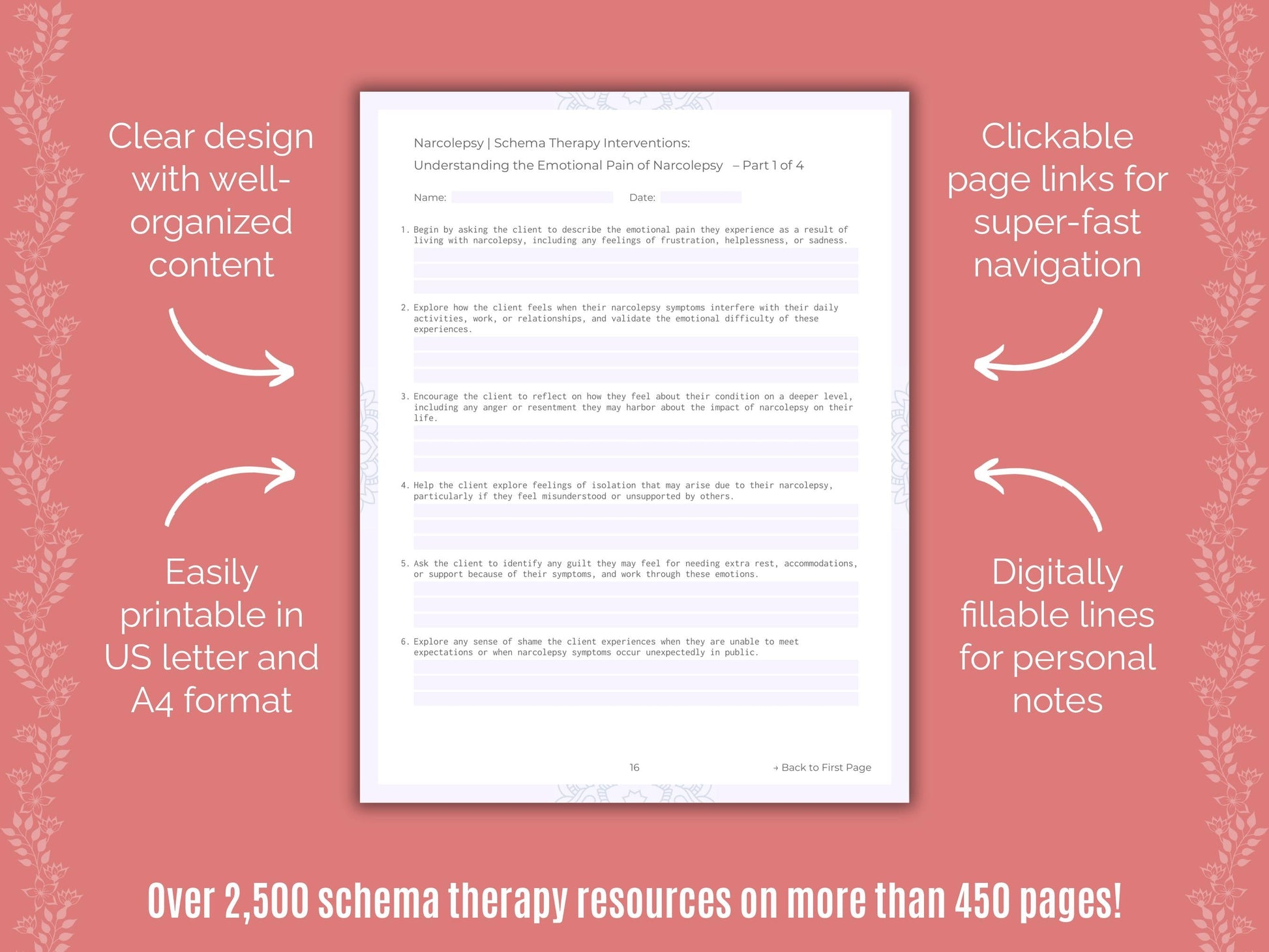 Narcolepsy Schema Therapy Counseling Templates